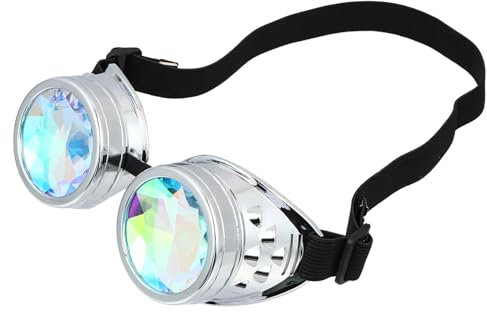 Holibanna Steampunk Brille Für Rave Winddichte Linsenbrille Mit Regenbogenkristalllinsen Für Kostümpartys Unisex Leicht Und Tragbar