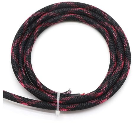 Guaina intrecciata in PET nero e rosa, 1-50 m, 2/4/6/8/10/12/16 mm, ad alta densità, guaina avvolgicavo per cavi elettrici (12 mm, 50 metri)