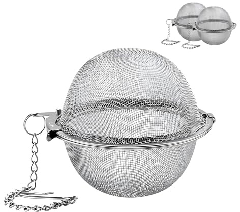 DOETYD 2 Pack 7cm Tea Strainers Ball Infuser for Loose Tea Leaf Filter with Extended Chain Hook Stainless Steel Tea-Strainer