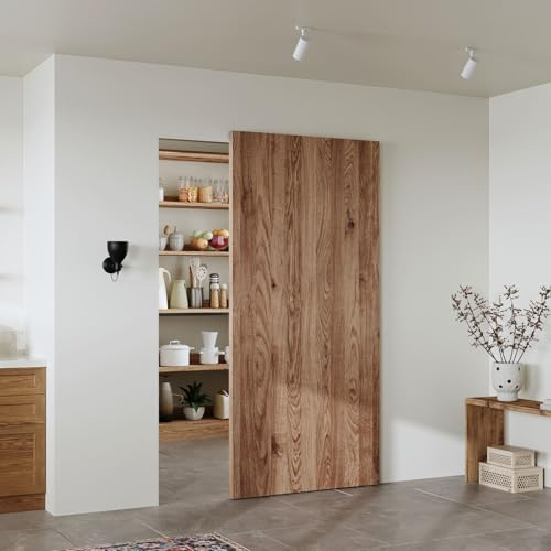 40 Concealed Sliding Barn Door Hardware Kit with Soft Close Mechanism for 32in Passage Opening, Hidden Aluminum Track System, Wall Mount for Interior Wooden Door (NO Door)