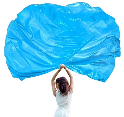Qsvbeeqj 2pcs/Set 140cm Lob Tanzen Anbetung Flagge mit skalierbarer Stange Halbkreis Kult Flügel Tanzflagge Banner Tanz Fahnen mit skalierbarer Stange, quiet shade-clematis blue, Einheitsgröße