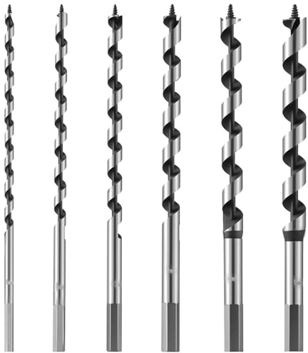 GTGIQXG Set di 6 Punte da Trapano a coclea da 9 con Gambo Esagonale, for Legno tenero e Duro, cartongesso, plastica e Materiali compositi.
