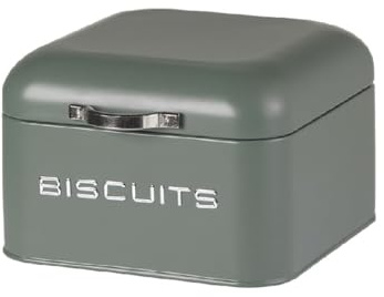 Evviva Biscottiera con manico, 20 x 20 x H13 cm in metallo (Verde)