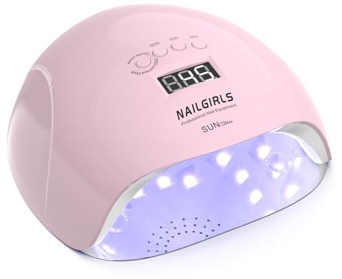 NAILGIRLS UV LED Nail Lamp, 220W Professional Nail Dryer for Gel Polish Curing Light Machine, with Automatic Sensor and LCD Display for Home and Nail Salon, 42 Dual Light Source Light Beads (Pink)