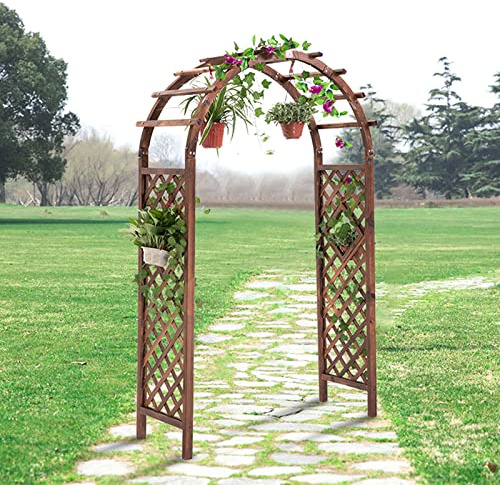 Jardin en Bois pour Plantes grimpantes, Treillis de pergola de tonnelle extérieure, tonnelle en Bois de 210 cm pour Mariage, terrasse, pelouse, cérémonie, fête,