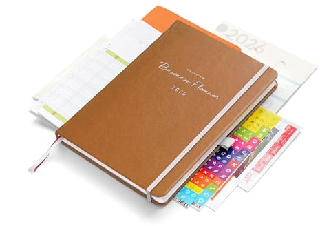 weekview Business Planner 2026 A5+ – Professioneller Personal Organizer & Erfolgsplaner | Wochen- & Quartalsplanung, Jahresziele, Business-Tools, Notizseiten (Cognac, Premium)