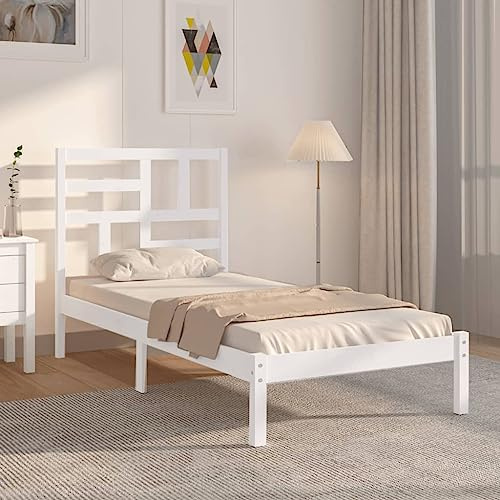 Genérico Estructura de Cama Individual Madera Maciza Blanco 90x190 cm,Camas y Accesorios,Camas y somieres-3105916