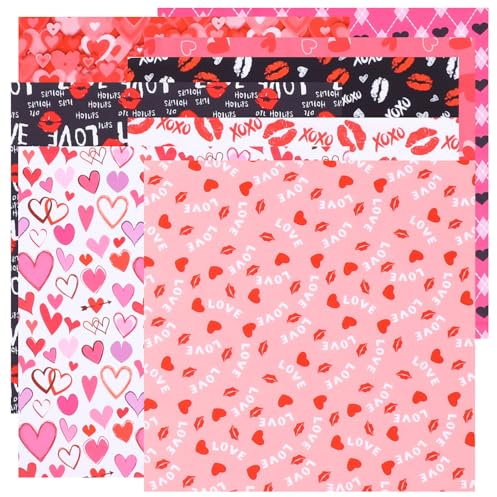LOLIPPYY 8 Stück Patchwork Stoffe mit Valentinstags Herzen 50x50cm Baumwollstoff Reißfestes Selbstgemacht Nähmaterial für Dekoration und Bastelprojekte