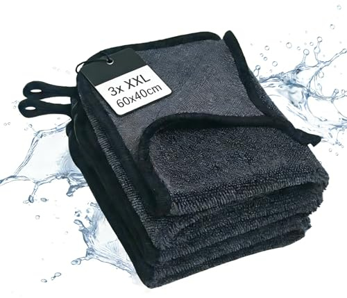 Kehigovi 3 Pezzi Panni Microfibra, Panno Asciugatura Auto, Panno Microfibra, Pulizia Auto, per Automobile, Moto, Ulizia Casa, Cucina, Finestre(60 × 40 cm)