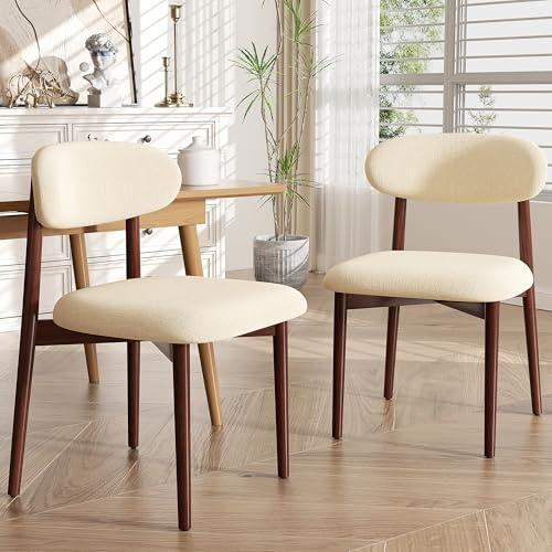 YUUIJOAA 2er Set Esszimmerstühle, Stühle Esszimmer,Moderne Polsterstuhl Essstühle mit Fester Rückenlehne für den Essbereich im Landhausstil,Belastung 136kg (BEIGE)