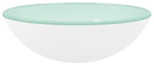 Lavabo in vetro temperato 42 x 14 cm bianco – Design moderno per bagno e WC ospiti – Durevole e facile da pulire con finitura bianca