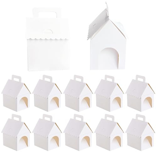 Süßigkeitenschachteln, Partygeschenke, faltbare Boxen mit Griff, 12-teiliges bemalbares Bastelset, Adoptieren Sie eine faltbare Box für Kuchen, Leckereien, Spielzeug, Basteln, Urlaub, Feier, Hochzeit