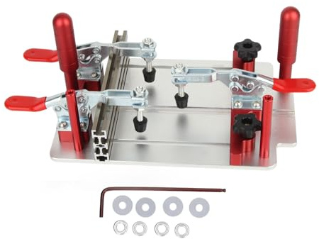 Badafaci Gabarit de Fraisage pour Table de Défonceuse, Outil de Travail du Bois en Alliage D'aluminium avec Panneau Anti-poussière en Acrylique Transparent et Dispositif de Réglage 0-48