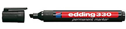 330 Edding-Pennarello indelebile con punta a scalpello, 1-5 mm, colore: nero, 330-001, confezione da 10 pezzi