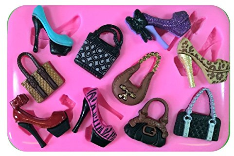 Handbags & Stiletto Shoes What Every Girl Needs Silicone Mould Mold for Cake Decorating Cake Cupcake Toppers Icing Sugarcraft Tool by Fairie Blessings
