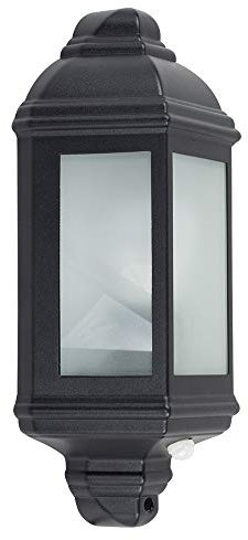 MiniSun | Traditional Black Aluminium PIR Motion Sensor Wall Lantern | Outdoor Wall Lights, Home Décor & Improvement Essential | Includes 4W LED Bulb [6500K Cool White] | Mains Wired