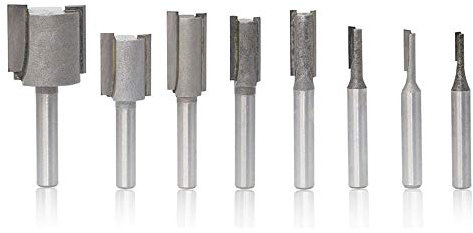 Gasea 8pcs Straight Router Bit Set, 1/4 Shank Dado Milling Cutters for Woodworking, Carbide Router Bits Cutting Tools