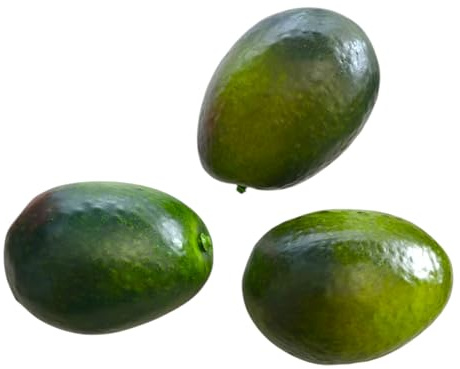 GMMH Künstliche Deko Avocado (3 Stück) - Lebensechtes Plastikobst, Plastikfrucht, Kunstobst, Frucht für Dekoration, Schaufenster, Haushalt, Küche, Party, Hotel