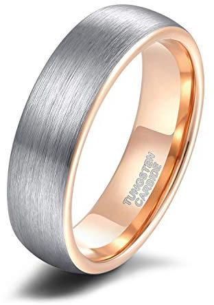 Titaniumcentral 6mm 8mm Damen Herren Wolfram Ring Ehering Hochzeitsband Trauringe Pinsel Silber mit Schwarz Blau