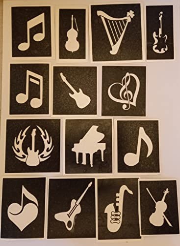 30 x Music Note Stencils for Glitter Tattoos/Airbrush/Many uses! Festivals Orchestra Musician Concert