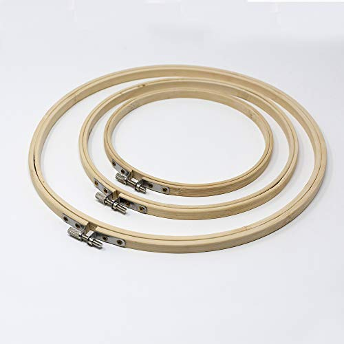 KORBOND Embroidery Hoop Cerchio da Ricamo, bambù, Naturale, Mixed Size x 3, 3 unità