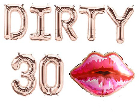 JeVenis DIRTY 30 Luftballons Dirty 30 Letter Luftballons 30 Luftballons Red Lips Luftballon Dirty 30 Banner 30. Geburtstag Dekoration 30. Geburtstag Luftballons