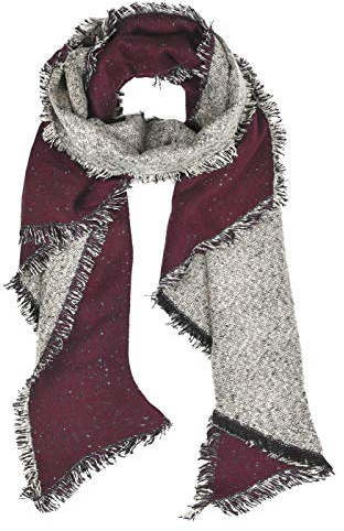 Neverless® großer Strickschal mit Fransen XXL Wollschal Oversized langer Winterschal Damen HerrenUnisex Two Tone Design rot