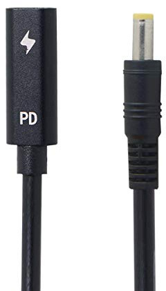 JSER Type C USB-C Female Input to DC Power PD Charge Cable fit for Laptop 18-20V (5.5x2.5mm)