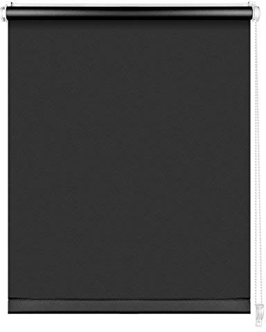 S SIENOC Thermorollo Klemmfix Rollo Verdunkelungsrollo Silberbeschichtung lichtundurchlässig Sichtschutz für Fenster & Türen (Schwarz, 95x150 cm)