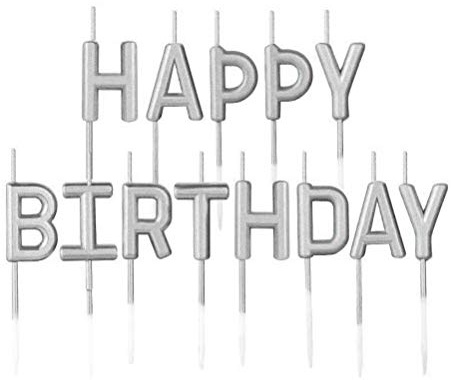 Happy Birthday Kerze,1 Satz Alles Gute zum Geburtstag Kerzen Cake Topper Dekorationen Geburtstagskerzen Metallisch Kuchen Kerzen für Kinder Geburtstag Party, Silber/Gold/Champagner/Schwarz
