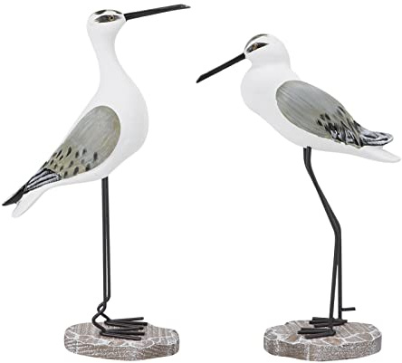 HEALLILY 2pcs Wooden Seagull Figurine Sea Bird Sculpture Statue Nautical Decorations Ornaments Mediterranean Style Coastal Beach Home Room Garden Decoration for Bedroom Living Room Light Brown