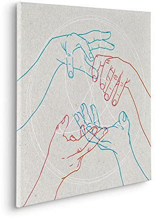 Komar Keilrahmenbild im Echtholzrahmen - Glory Hands - Größe 60 x 60 cm - Wandbild, Kunstdruck, Wanddekoration, Design, Wohnzimmer, Schlafzimmer