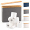 LONBET Rangement Papier Toilette pour 12 Rouleaux - Range Papier Toilette Pliable et Empilable avec Couvercle en Bambou - Organisateur de Salle de Bain Étanche et Élégant - Panier Papier WC Gris