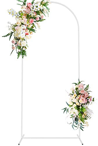 Wokceer Supporto per sfondo ad arco per matrimonio, 1,8 m, quadrato, in metallo bianco, per cerimonie di nozze, cabina fotografica,decorazione floreale per