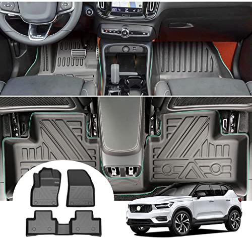 GAFAT Volvo XC40 2018-2024 Fussmatten, 3D-Scannen TPE Hoher Rand, Zubehör für Volvo XC40 2023, Nicht für Hybrid & EV