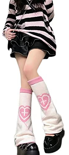BLESSI Damen Y2k Kawaii Weiß Schwarz Beinstulpen Japanische Beinwärmer Gothic Harajuku Niedliche Socken, Pink, Einheitsgröße
