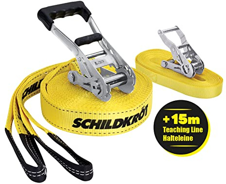 Schildkröt Slackline 15 m, con Linea Didacttica per Principianti, Robusta Linea Larga 5 cm per Bambini e Adulti, 970701