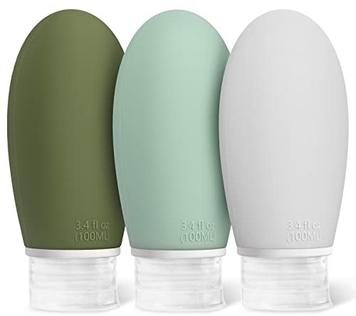 Opret 100ml Silicone Travel Bottle for Toiletries, 3 Pack Leak Proof Refillable Travel Containers Squeezable Travel Accessories for Shampoos, Conditioner and Cream, BPA Free and TSA Approved