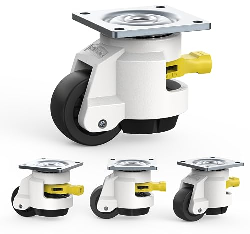 Ruote per Impieghi Gravosi con Impugnatura a Cricchetto - Set di 4 Rotelle Girevoli da 50 mm - Ruote Industriali Capacità di Carico - Totale 1000 Kg (TD60)