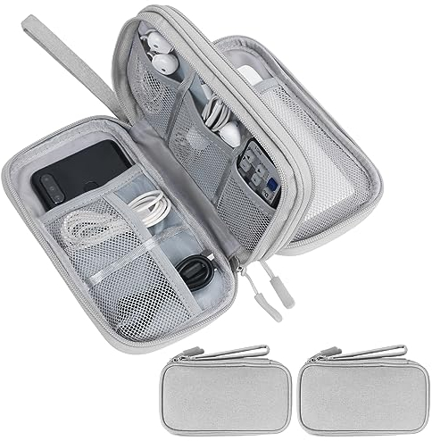 Skycase 2 Stück kabeltasche, kabeltasche organizer, kabeltasche organizer klein,kabel organizer tasche klein für Elektronische Accessoires USB Power bank Ladekabel,19x11x5.5 cm,Grau