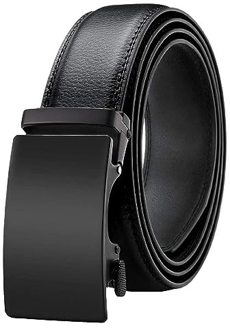 Chaberlu Gürtel Herren,Ledergürtel Ratsche Automatikschließe Business Anzug Gürtel Verstellbarer Leder Gurtgürtel für Jeans, Breit 35mm, Größe Angepasst