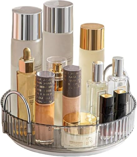 CESTATIVO Make Up Organizer, 360° Drehbar Kosmetik Organizer, Beauty Organizer, Hautpflege Organizer für Badezimmer (1 Schicht, Grau)