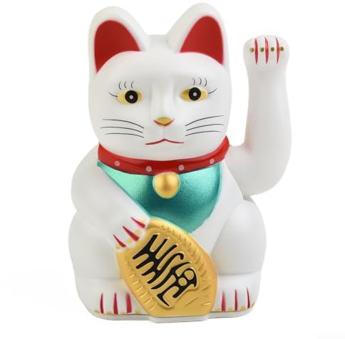 Rifeng Elektrische Winkekatze, Symbol für Reichtum und Glück, 15,2 cm, Weiß