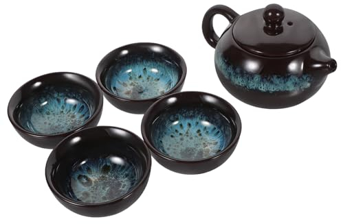 Luxshiny 1set Teiera Ceramica Cinese con Teiera e Tazze Elegante Set da tè Stile Tradizionale per Appassionati di tè e Portatile per Regali e Occasioni Speciali