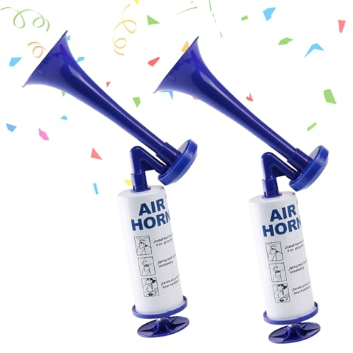 AirHorn, Metal Fanfare Compressed Air Horn Tröte Laut, Signal Horn, Klassische Air Horns Signalhorn Krachmacher, Football, Handball, World Cup, Luftdruck-Fanfare, Tröte zum Anfeuern (Blau-2pcs)