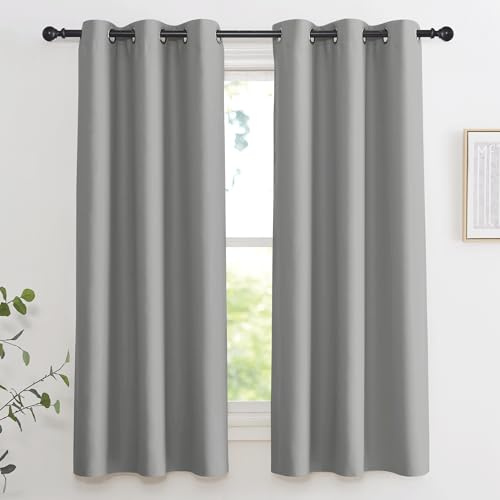 KGORGE Tende oscuranti lunghe 160 cm, con occhielli, isolamento termico, tende per camera da letto, 2 pannelli, 106 x 160 cm, grigio chiaro, piccoli difetti