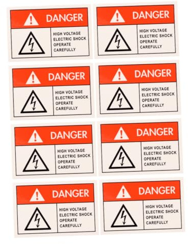 MUSISALY 8pcs High Voltage Safety Warning Labels 60x40mm Electric Shocks Caution Stickers Adhesive for Electrical Panels and Industrial Equipment