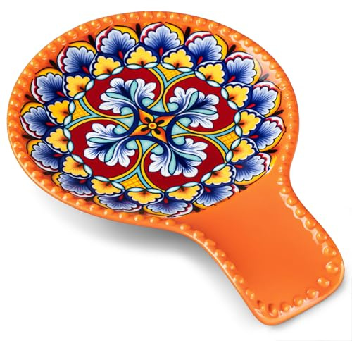 vancasso Ceramic Spoon Rest for Stove Top, 7.7 Inch Cooking Spoon Holder for Kitchen Counter Decor, Spoon Holder for Coffee Spoon Rest, Spoon Cradle, Spatula, Spoons or Tongs, Decorations, Orange