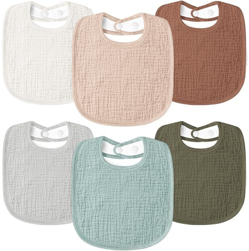 Susurration Lätzchen Baby Musselin Halstuch Baby Weiche Verstellbare Quadratische Sabberlätzchen 6 pack für Unisex Mädchen & Jungen(grün&braun)