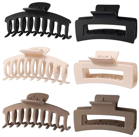 GFORI 6 Stück Große Haarklammer, 11 cm Haarspangen Damen für Dünnes Dickes Lockiges Haar, Starke Rutschfeste Jaw Clips Haarstyling-Zubehör für Frauen